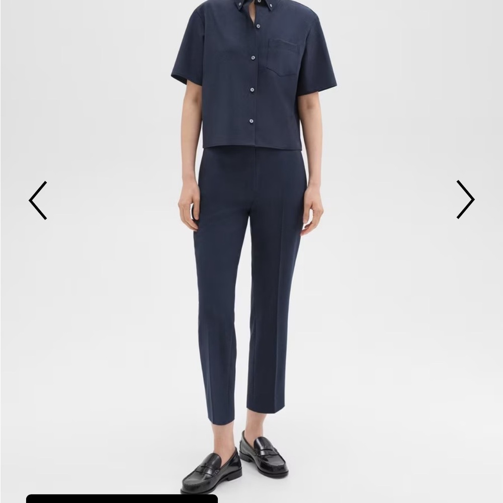 Theory High Waisted Slim Crop in Oxford Wool